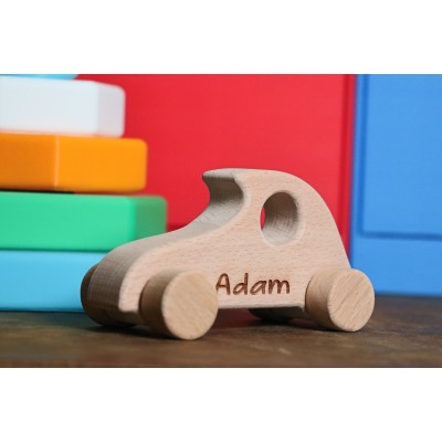 Personalized WOODEN TOY CAR, Toddler Toy Car, Wooden Car Push Toy, Baby Shower Gift, Stocking Stuffer, Gift for Grandson, Christmas Gift